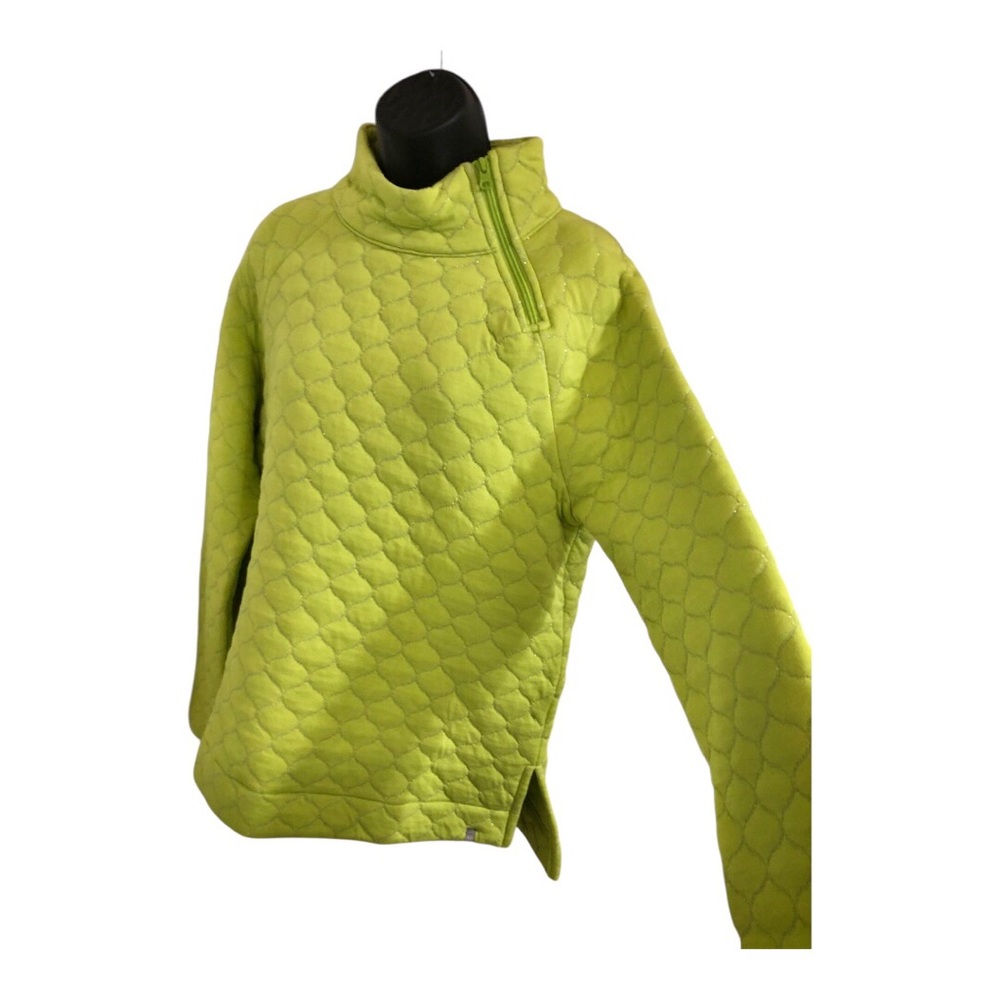 Talbots quilted silver lined lime green mockneck sweater top size medium new - Picture 8 of 10